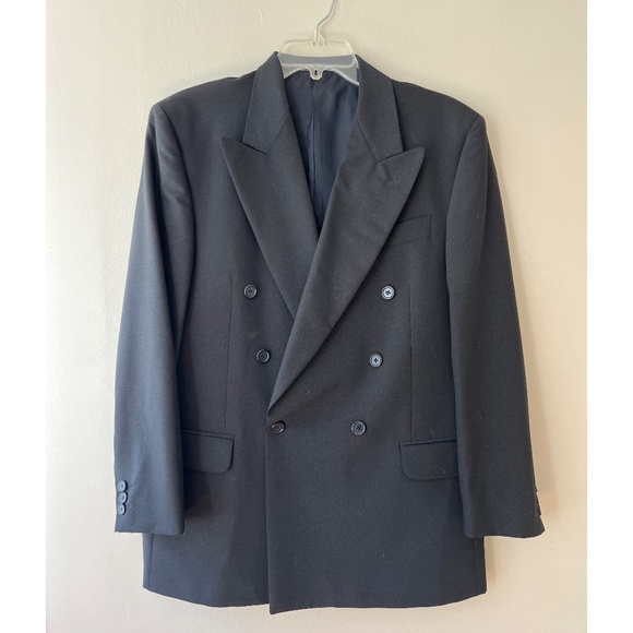 Fendi Other - FENDI Men Jacket Sz 40/ L  Black Shiny Blue Sparkles Double Breasted Wool Blazer